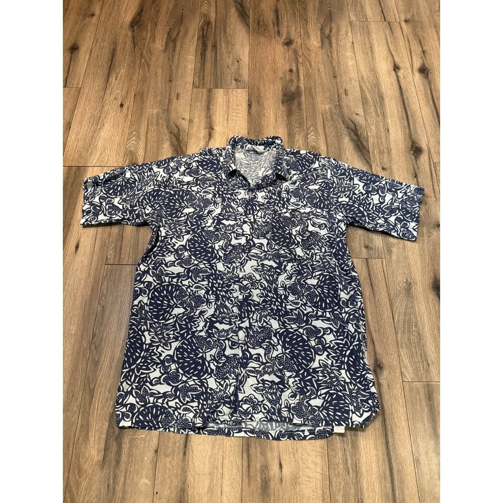 J.J. Cochran Mens Blue Short Sleeve Hawaiian Shirt Medium